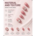 Nude‑Pink Glitter Ombre Rhinestone Press‑On Nails, Romantic Long Almond False Nails